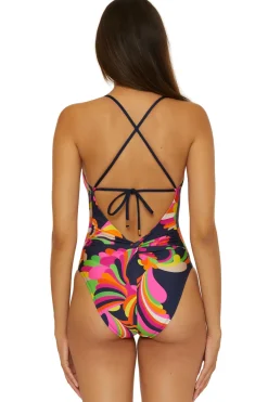 Trina Turk High Leg|One Pieces-Poolside Swirl One Piece Swimsuit