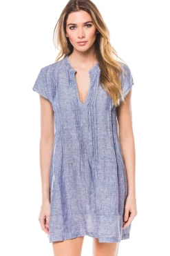 CP Shades Tunics-Regina Cap Sleeve Pleated Tunic