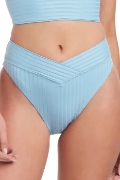 Sanctuary High Leg|High Waist-Ribbed High Waist V-Front Bikini Bottom