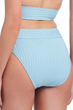 Sanctuary High Leg|High Waist-Ribbed High Waist V-Front Bikini Bottom