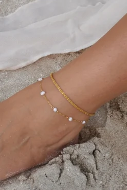 Ellie Vail Jewelry-Rosette Pearl Chain Anklet