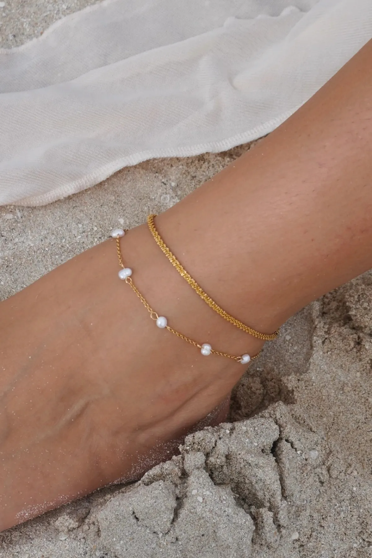 Ellie Vail Jewelry-Rosette Pearl Chain Anklet