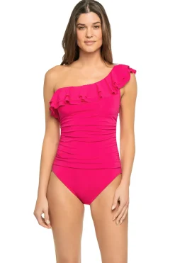 Cerulean Sea Asymmetrical|One Pieces-Ruffle Asymmetrical One Piece Swimsuit