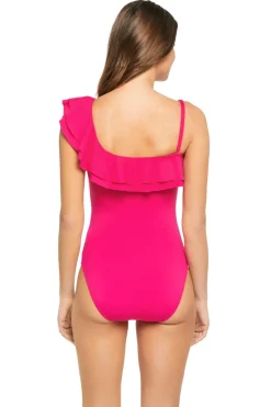 Cerulean Sea Asymmetrical|One Pieces-Ruffle Asymmetrical One Piece Swimsuit