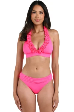 La Blanca Halter|Bikinis-Ruffle Banded Triangle Bikini Top