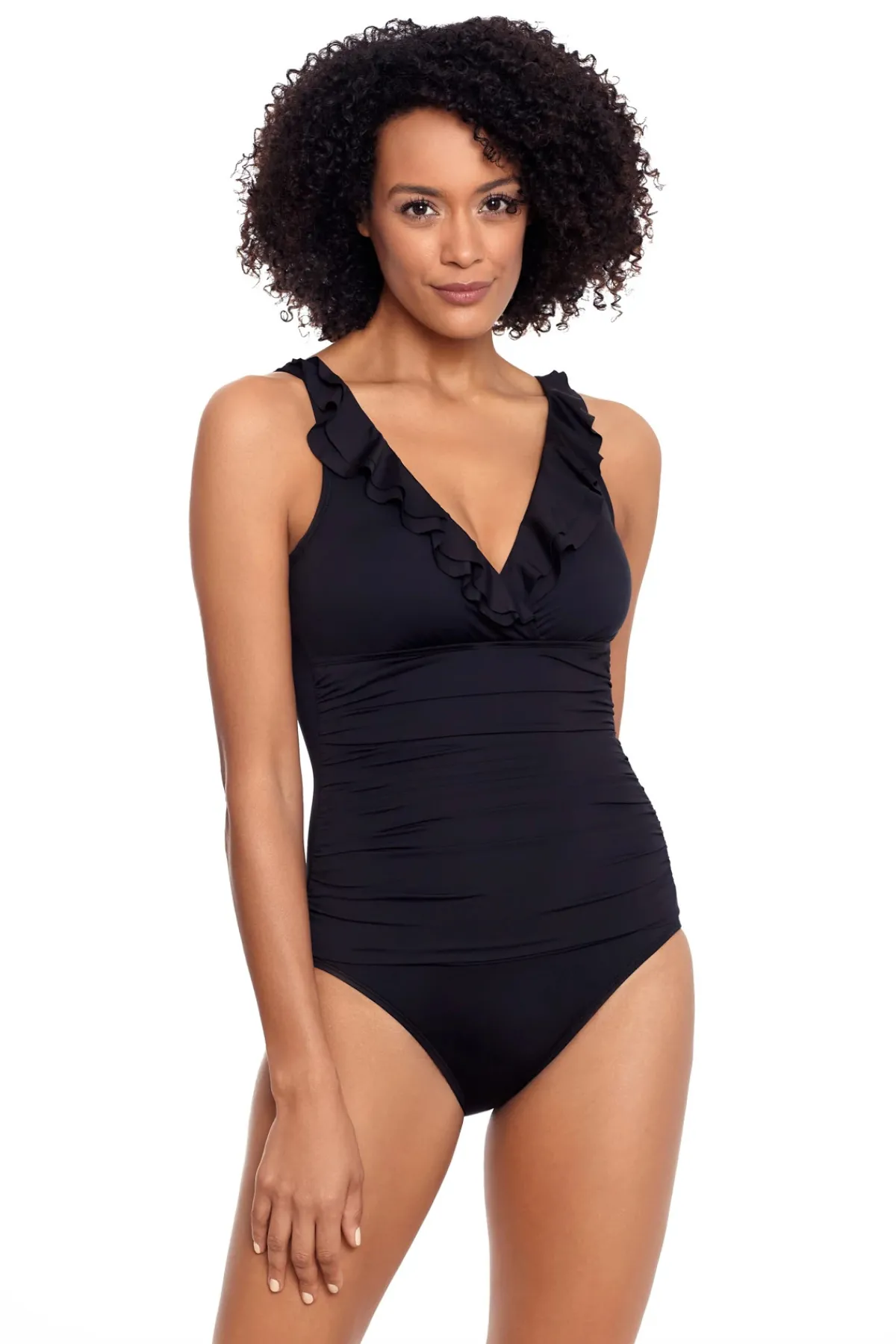Lauren Ralph Lauren Tank|One Pieces-Ruffle Over The Shoulder One Piece Swimsuit