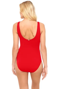 Lauren Ralph Lauren Tank|One Pieces-Ruffle Over The Shoulder One Piece Swimsuit