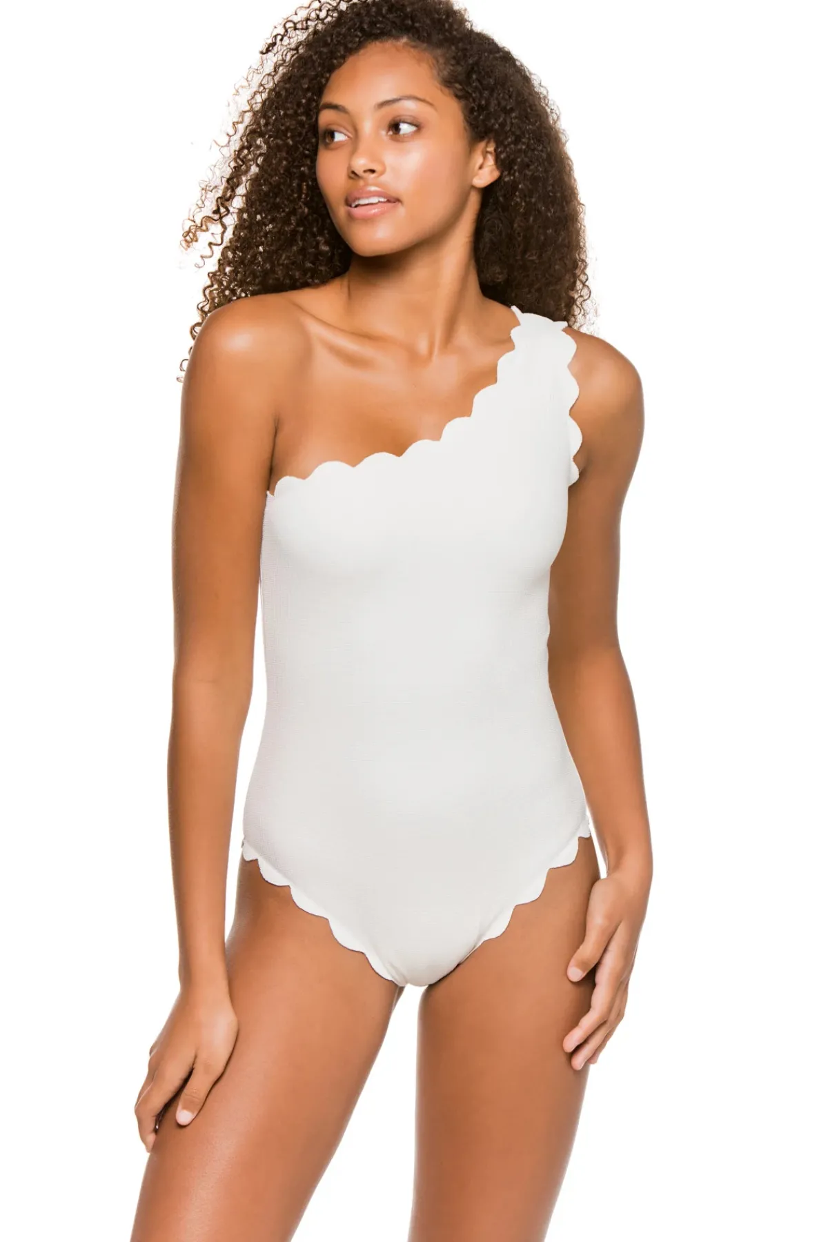 Marysia Asymmetrical|One Pieces-Scallop Asymmetrical One Piece Swimsuit