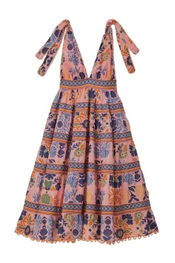 Farm Rio Sundresses-Seashell Tapestry Midi Dress