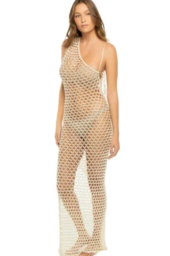 My Beachy Side Sundresses-Serene Hand-Crocheted Asymmetrical Maxi Dress