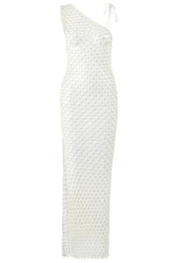 My Beachy Side Sundresses-Serene Hand-Crocheted Asymmetrical Maxi Dress