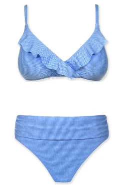 Helen Jon High Leg|High Waist-Shirred High Waist Bikini Bottom