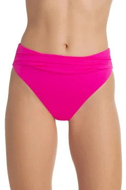Helen Jon High Leg|High Waist-Shirred High Waist Bikini Bottom