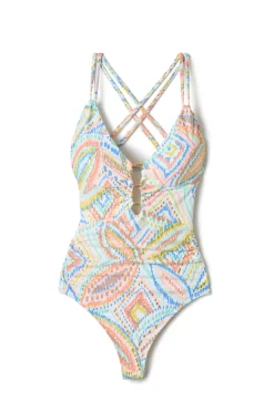La Blanca Plunge|One Pieces-Shirred One Piece Swimsuit