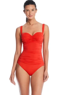 Bleu Rod Beattie Tank|One Pieces-Shirred Underwire One Piece Swimsuit
