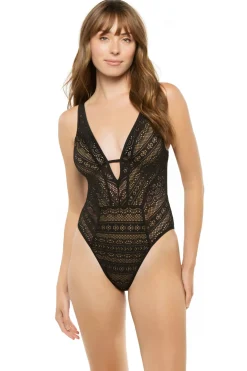 Becca by Rebecca Virtue High Leg|Plunge-Show & Tell Plunge One Piece Swimsuit
