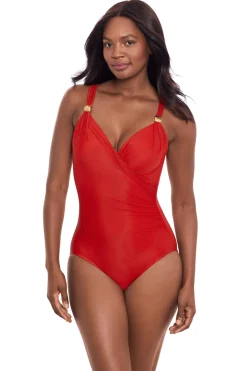 Miraclesuit Tank|One Pieces-Siren Underwire Surplice One Piece Swimsuit