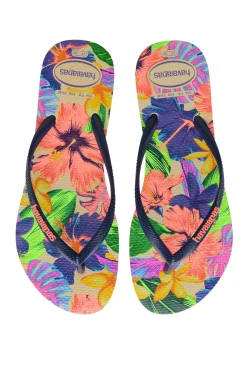 Havaianas Footwear-Slim Floral Neon Flip Flops
