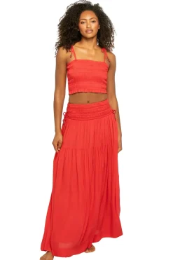 Elan Matching Sets|Tops-Smocked Crop Top