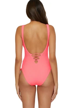 Becca by Rebecca Virtue High Leg|Plunge-Sophie Over The Shoulder One Piece Swimsuit