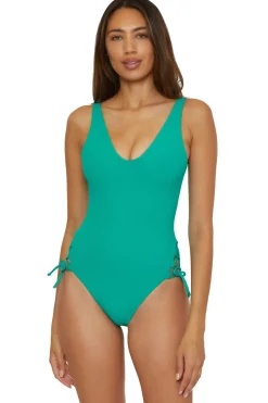 Becca by Rebecca Virtue High Leg|Plunge-Sophie Over The Shoulder One Piece Swimsuit