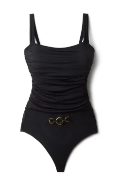 Cerulean Sea Tank|One Pieces-Square Neck Belted One Piece Swimsuit