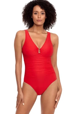 Lauren Ralph Lauren Tank|One Pieces-Square Ring One Piece Swimsuit