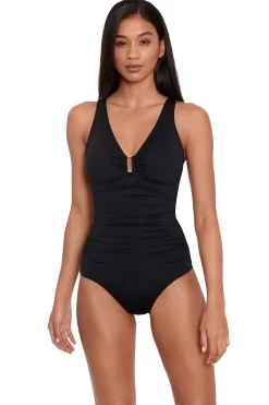 Lauren Ralph Lauren Tank|One Pieces-Square Ring One Piece Swimsuit