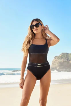 Bleu Rod Beattie Tank|One Pieces-Stitched Mesh One Piece Swimsuit