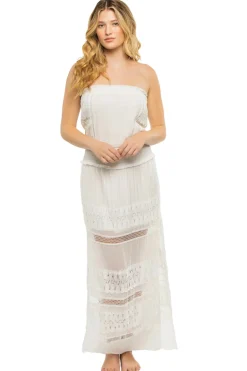 Elan Sundresses-Strapless Lace Maxi Dress
