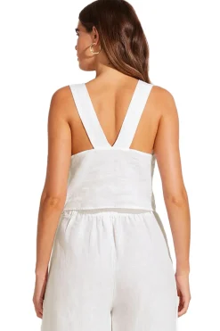 Vitamin A Tops-Tallows Linen Crop Top