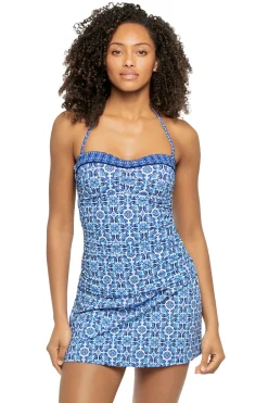 Tommy Bahama Halter|Bandeau-Terrazzo Tile Bandeau Tankini Top
