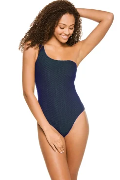 Paula Beachwear Asymmetrical|One Pieces-Textured Asymmetrical One Piece Swimsuit