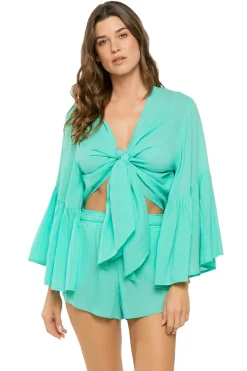 Elan Tops-Tie Front Crop Top
