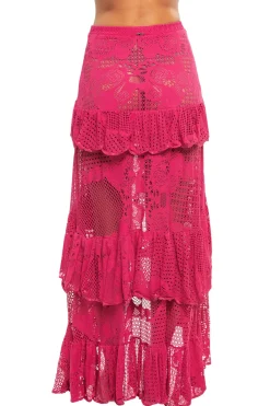 PatBo Bottoms-Tiered Lace Maxi Skirt