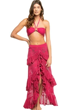 PatBo Bottoms-Tiered Lace Maxi Skirt