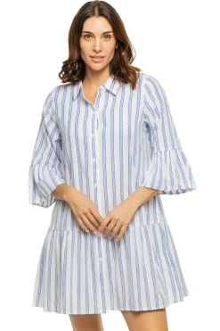 Tommy Bahama Shirt Dresses-Tiered Mini Shirt Dress