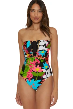 Trina Turk Halter|Bandeau-Tiki Lace-Up Bandeau One Piece Swimsuit