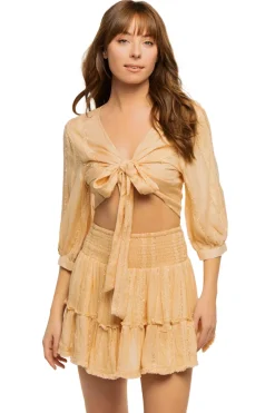 Surf Gypsy Matching Sets|Tops-Tonal Textured Tie Front Crop Top