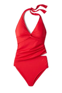 Cerulean Sea Halter|Tankinis-Twist Halter Tankini Top