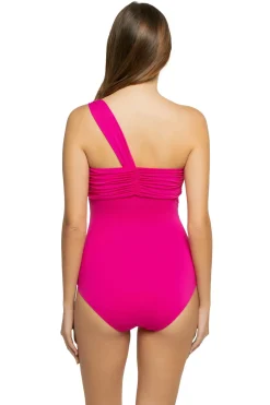 Carmen Marc Valvo Asymmetrical|One Pieces-Underwire Asymmetrical One Piece Swimsuit