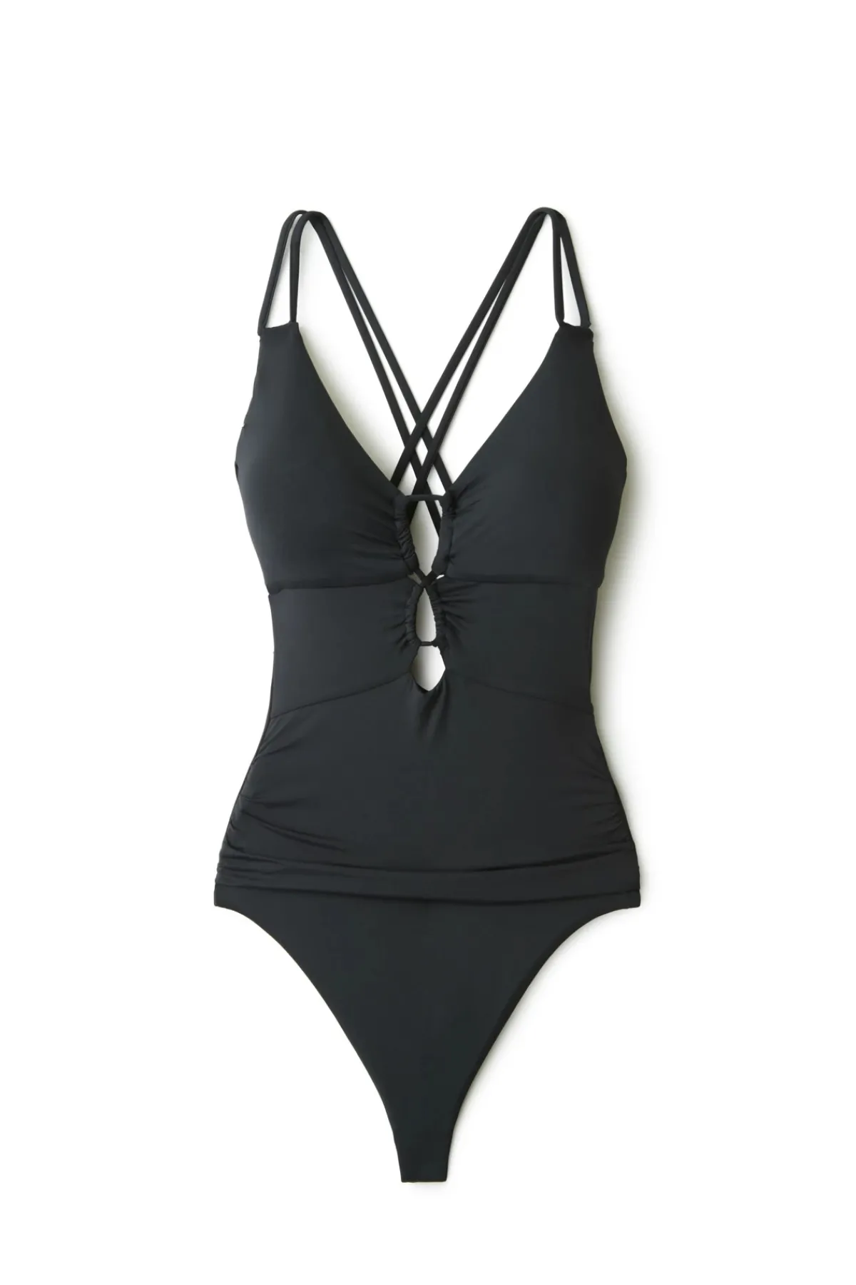 La Blanca Plunge|One Pieces-Underwire Lace Up One Piece Swimsuit
