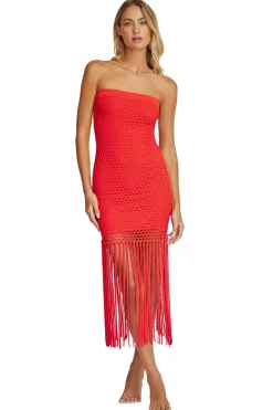 PQ Swim Sundresses-Vanessa Strapless Fringe Midi Dress