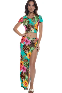 Luli Fama Matching Sets|Tops-Visions Of Paradise Crop Top