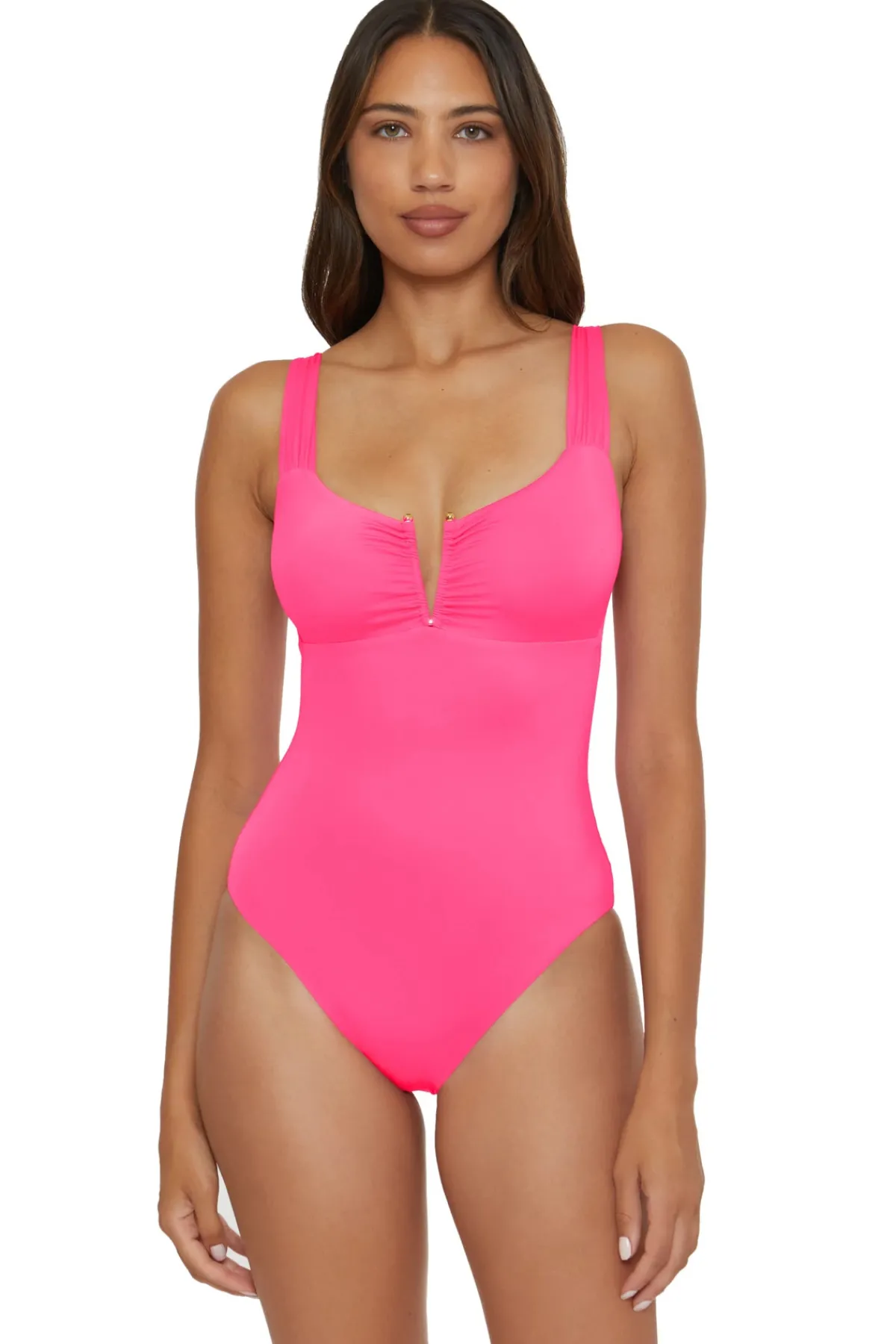 Becca by Rebecca Virtue Plunge|One Pieces-Viviana V-Front One Piece Swimsuit