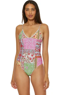 Lucky Brand One Pieces-V-Neck One Piece Swimsuit