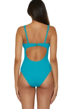 Lucky Brand Plunge|One Pieces-V-Neck One Piece Swimsuit