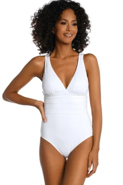 La Blanca Tank|One Pieces-V-Neck Over The Shoulder One Piece Swimsuit