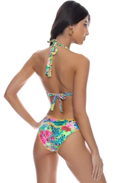Luli Fama Triangle|Halter-Wild Blooms Halter Bikini Top