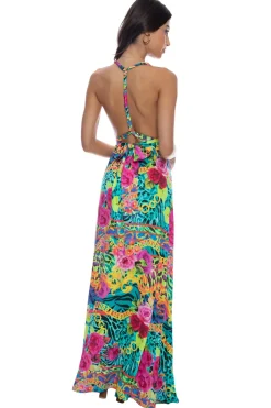 Luli Fama Sundresses-Wild Blooms Plunge Maxi Dress